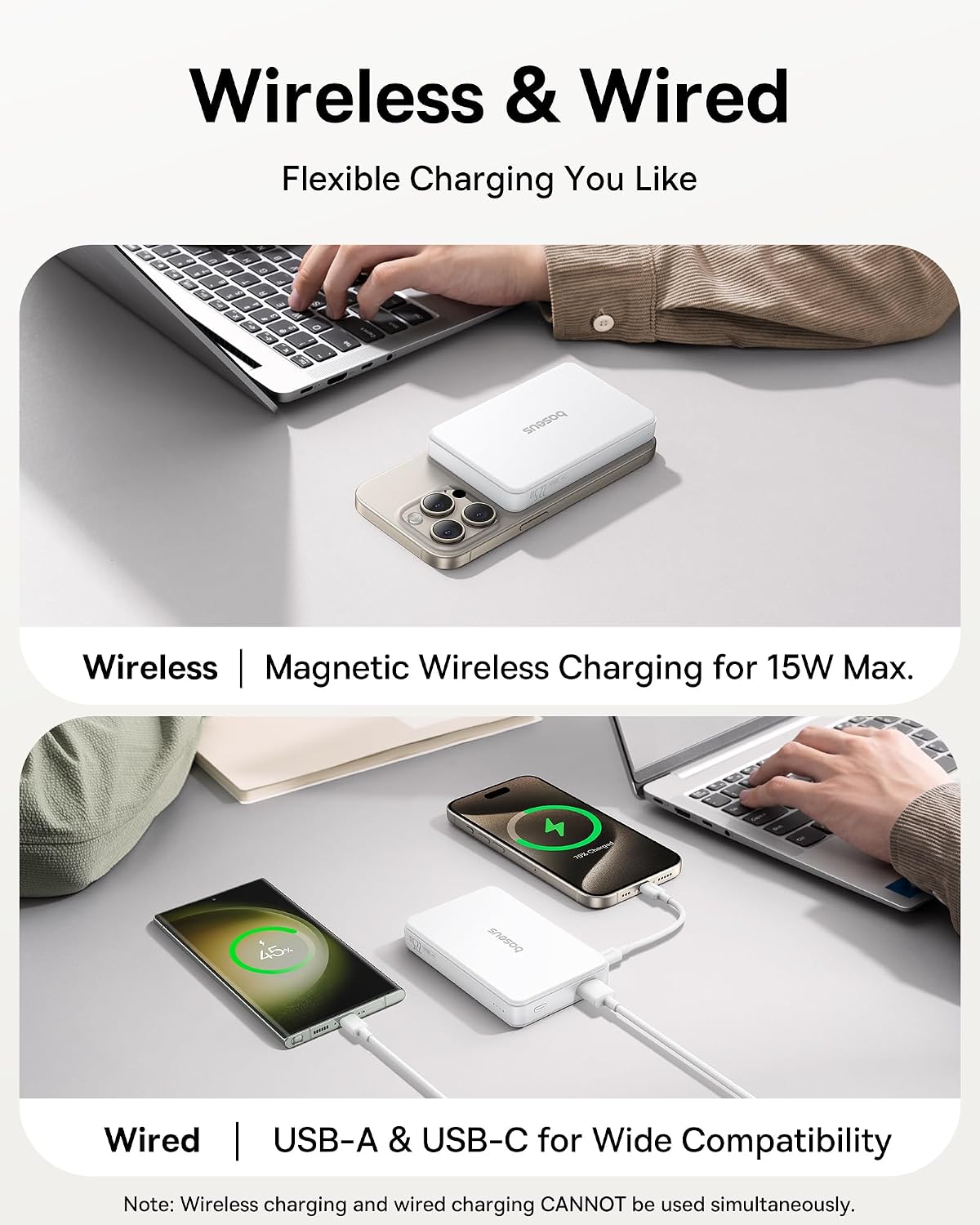 Baseus Airpow Ⅱ Qi2 10000mAh MagSafe Power Bank, 15W Wireless Charger, 22.5W USB-A + 20W USB-C PD — 10KmAh-15W-Airpow Magnetic — White
