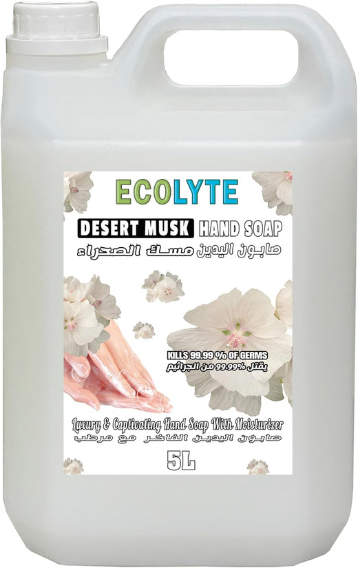 ECOLYTE+ Hand Wash Liquid Soap, Skincare for Effective Germ Protection & Personal Hygiene (Desert Musk, 5 Liter)