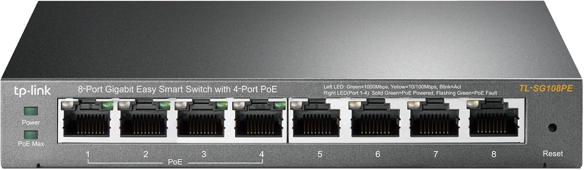 TP-Link TL-SG108PE V3 | 8 Port Gigabit PoE Switch | Easy Smart Managed | 4 PoE+ Ports @64W | Plug & Play | Sturdy Metal w/Shielded Ports | Fanless | QoS, Vlan & IGMP | Limited Lifetime Protection