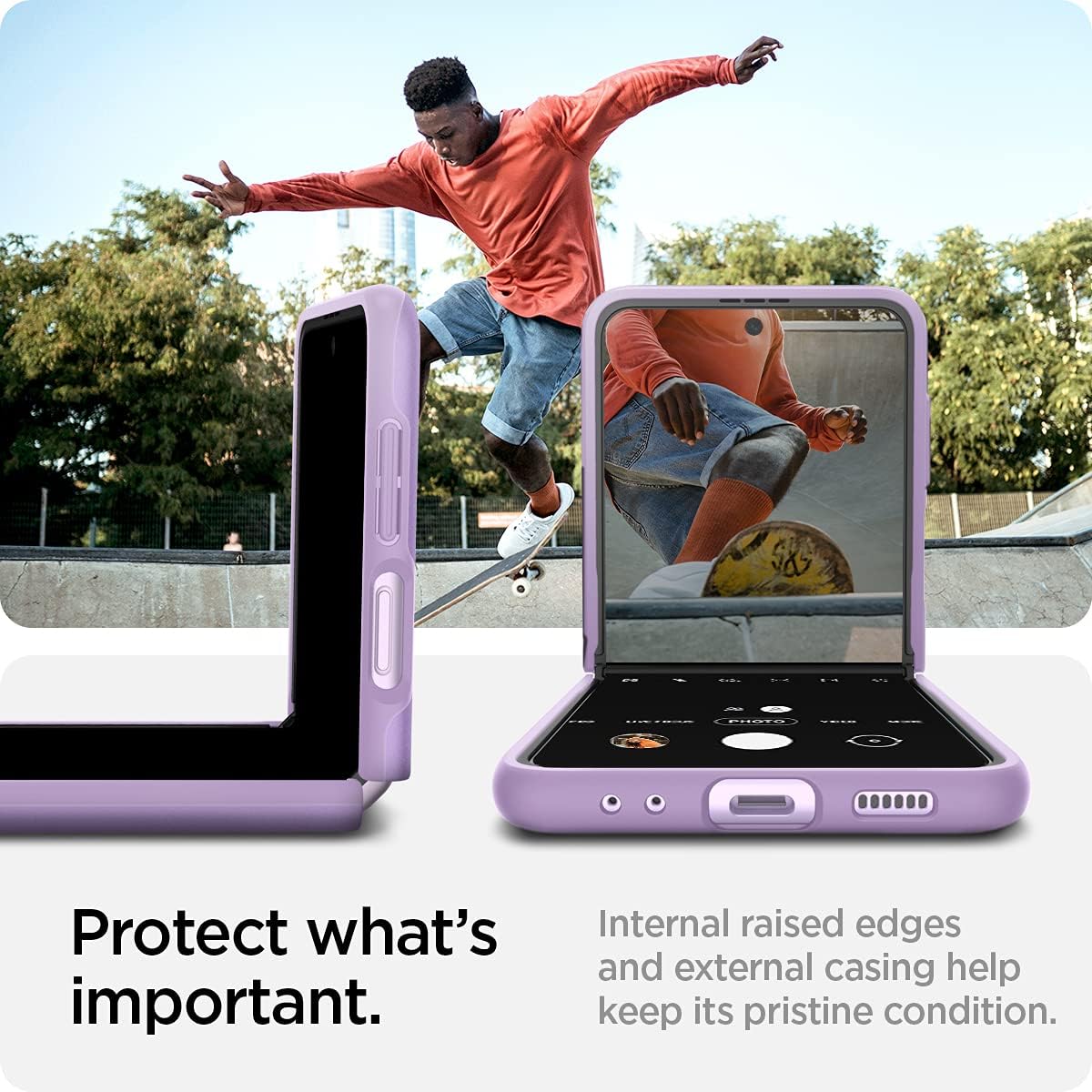 Spigen Thin Fit Case Designed for Apple Samsung Z Flip 3 (2021) - Shiny Lavender — product image 4