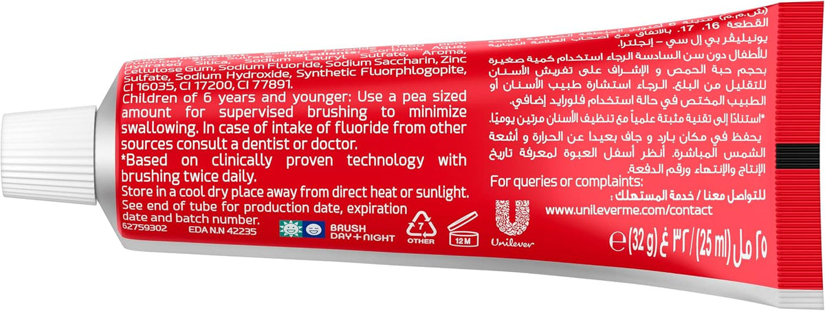 Closeup Triple Fresh Gel Toothpaste, Red Hot, for 24HR fresh breath, 25ml — additional product view 2
