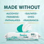 Pampers Aqua Pure Sensitive Baby Wipes, 99% Water, Hypoallergenic, Unscented (896 Count, 16 Flip-Top Packs)