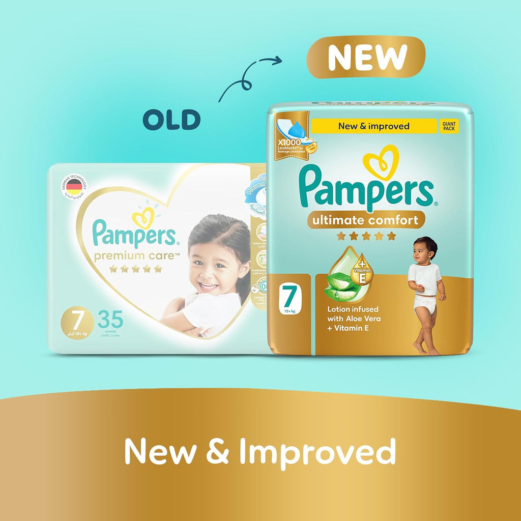 Pampers Ultimate Comfort Premium Taped Diapers Size 7, 15+kg, 35 Count