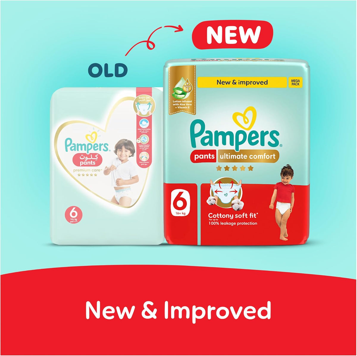 Pampers Ultimate Comfort Culotte Pants Diapers Size 6, 16-21kg, 136 Count