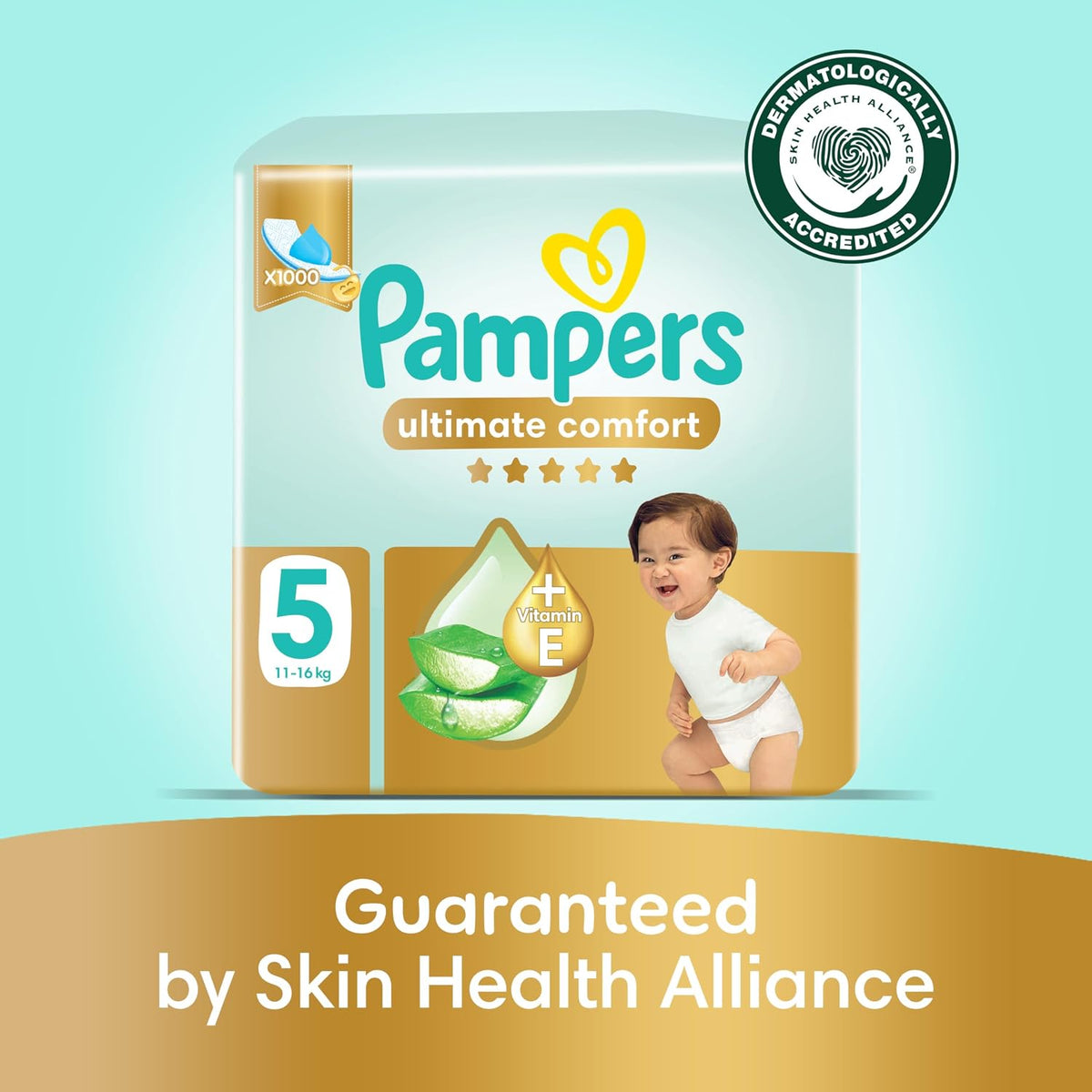 Pampers Ultimate Comfort Premium Taped Diapers 11-16kg Size 5 GP 56 Count
