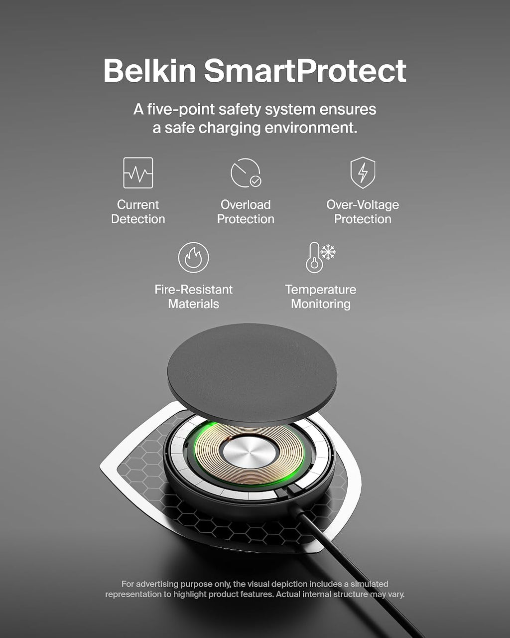 Belkin Magnetic Wireless Charging Pad 15W w/Pop-Up Stand - MagSafe-Compatible Qi2-Certified Wireless Charger for iPhone 16 Series, Samsung Galaxy S25 Series, AirPods