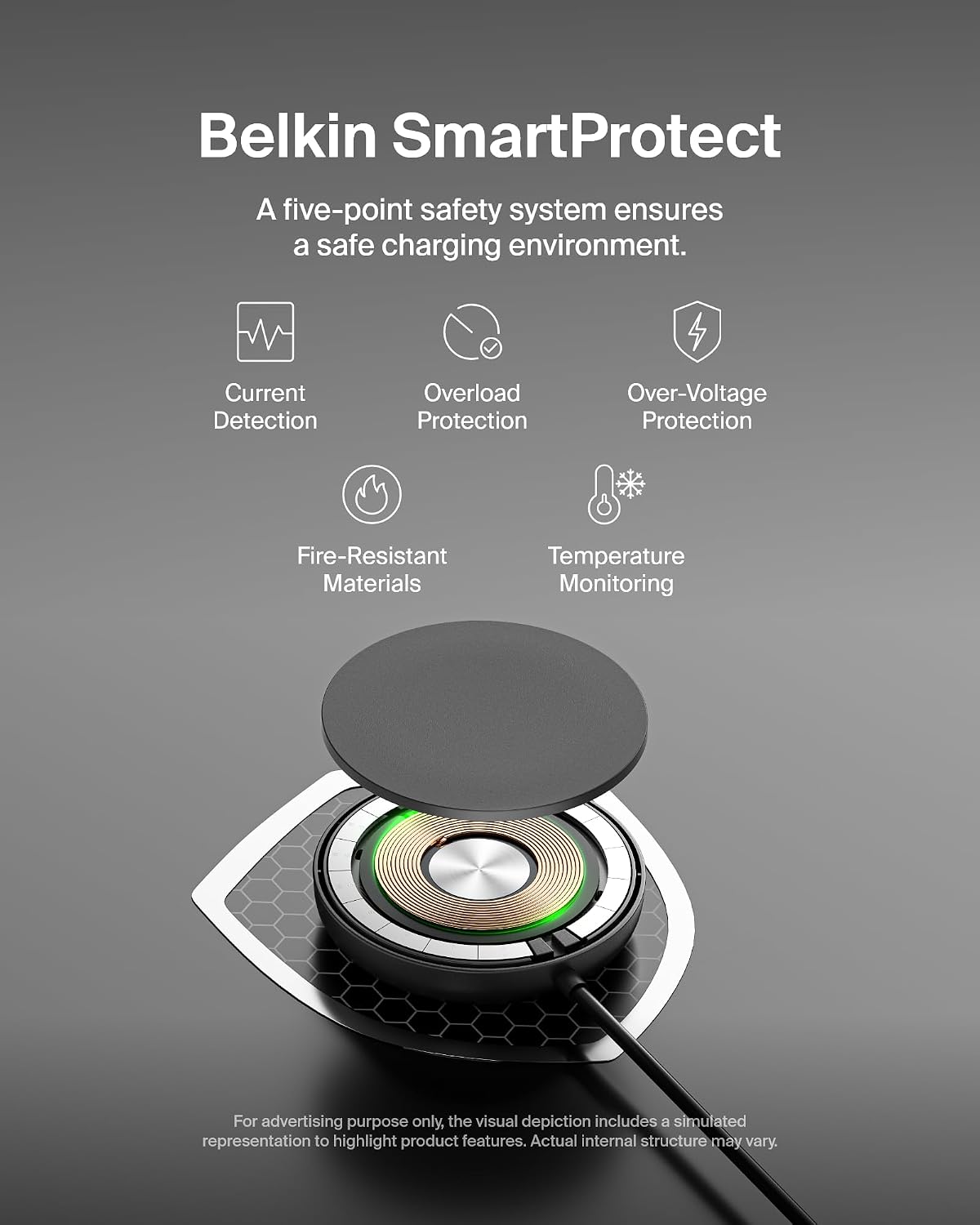 Belkin Magnetic Wireless Charging Pad 15W w/Pop-Up Stand - MagSafe-Compatible Qi2-Certified Wireless Charger for iPhone 16 Series, Samsung Galaxy S25 Series, AirPods