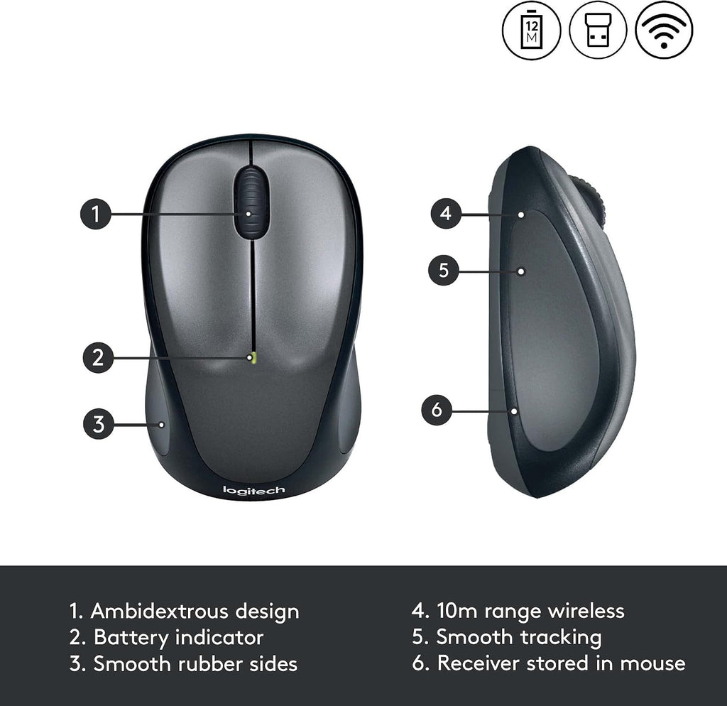 Logitech M235 Wireless Mouse — Grey