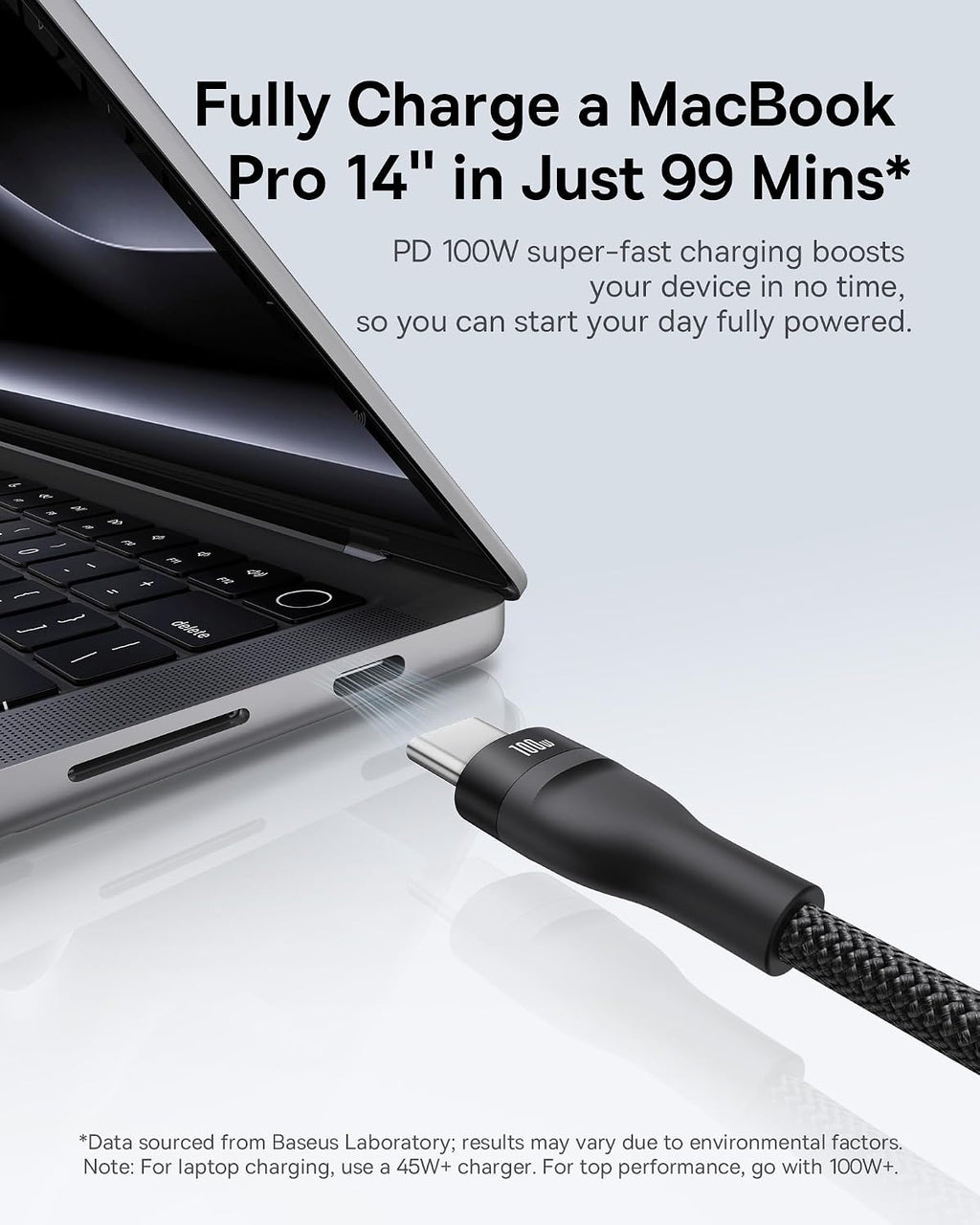 Baseus 3-in-1, 100W Multi Charging USB C to USB C Cables, 1.5M Braided fast Charging Type C charger cable — 1.5 Meters — Black