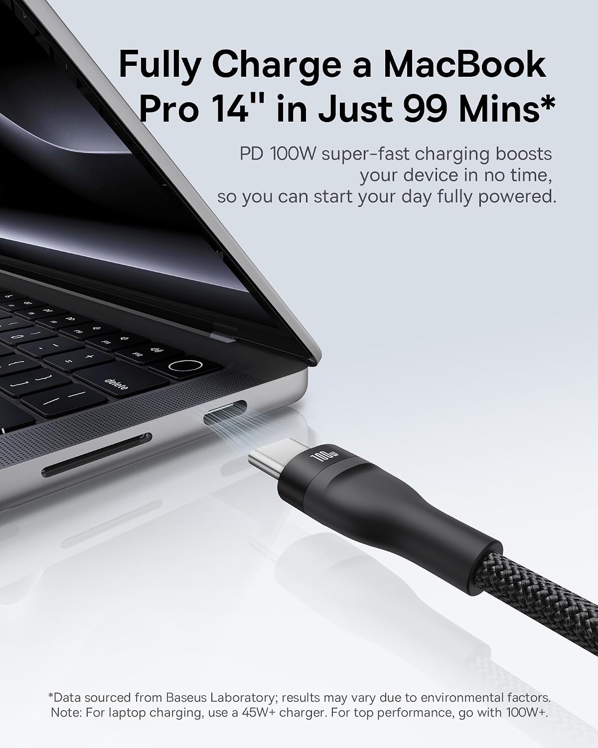 Baseus 3-in-1, 100W Multi Charging USB C to USB C Cables, 1.5M Braided fast Charging Type C charger cable — 1.5 Meters — Black