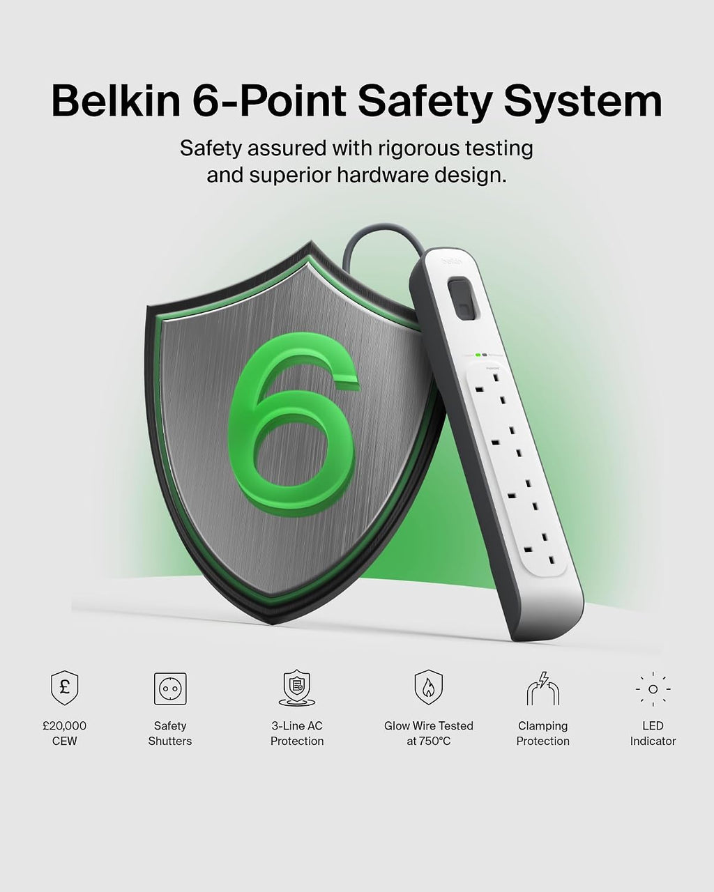 Belkin 4 Way 2 Meter Surge Protection Strip