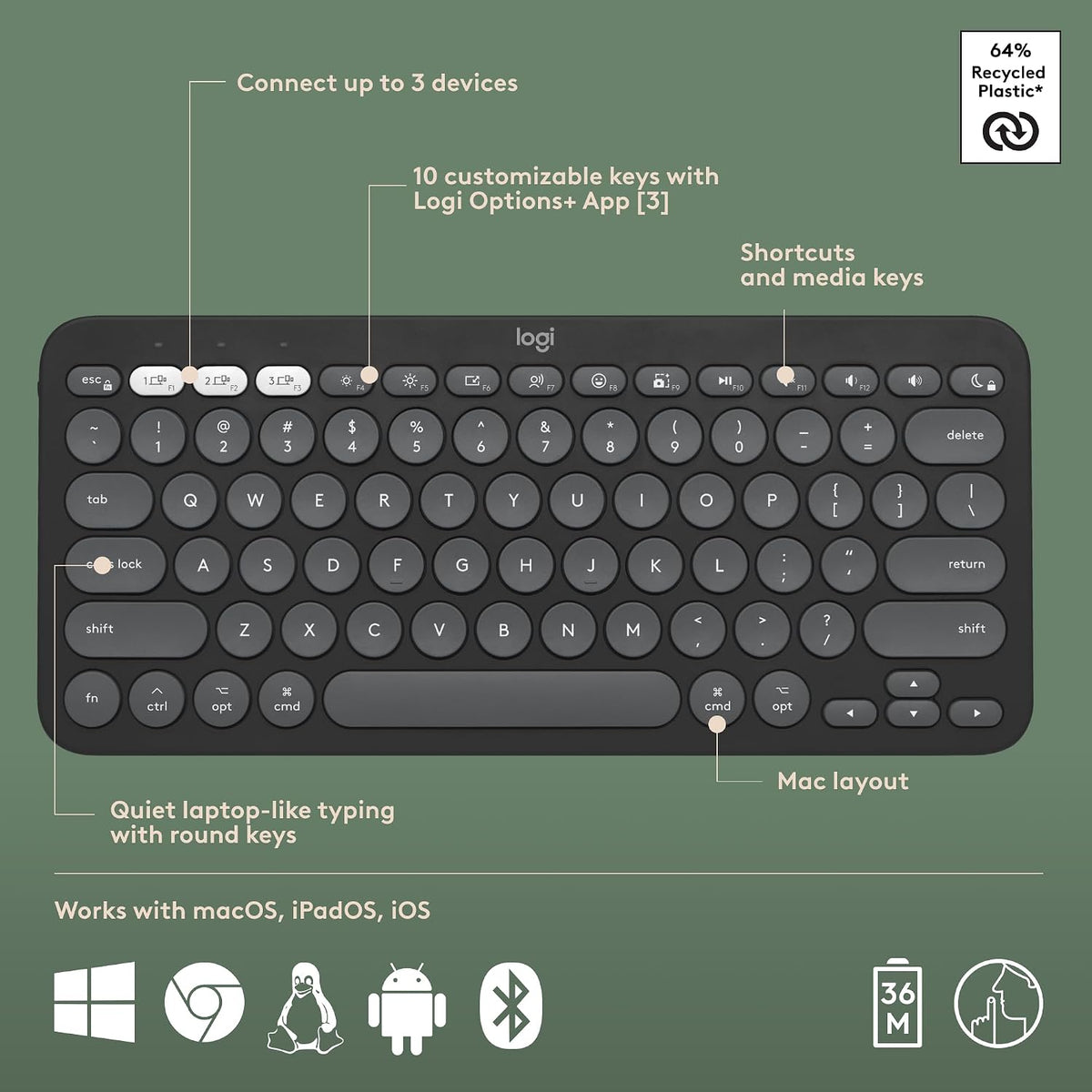 Logitech Pebble 2 Keyboard and Mouse Combo for Mac — Graphite