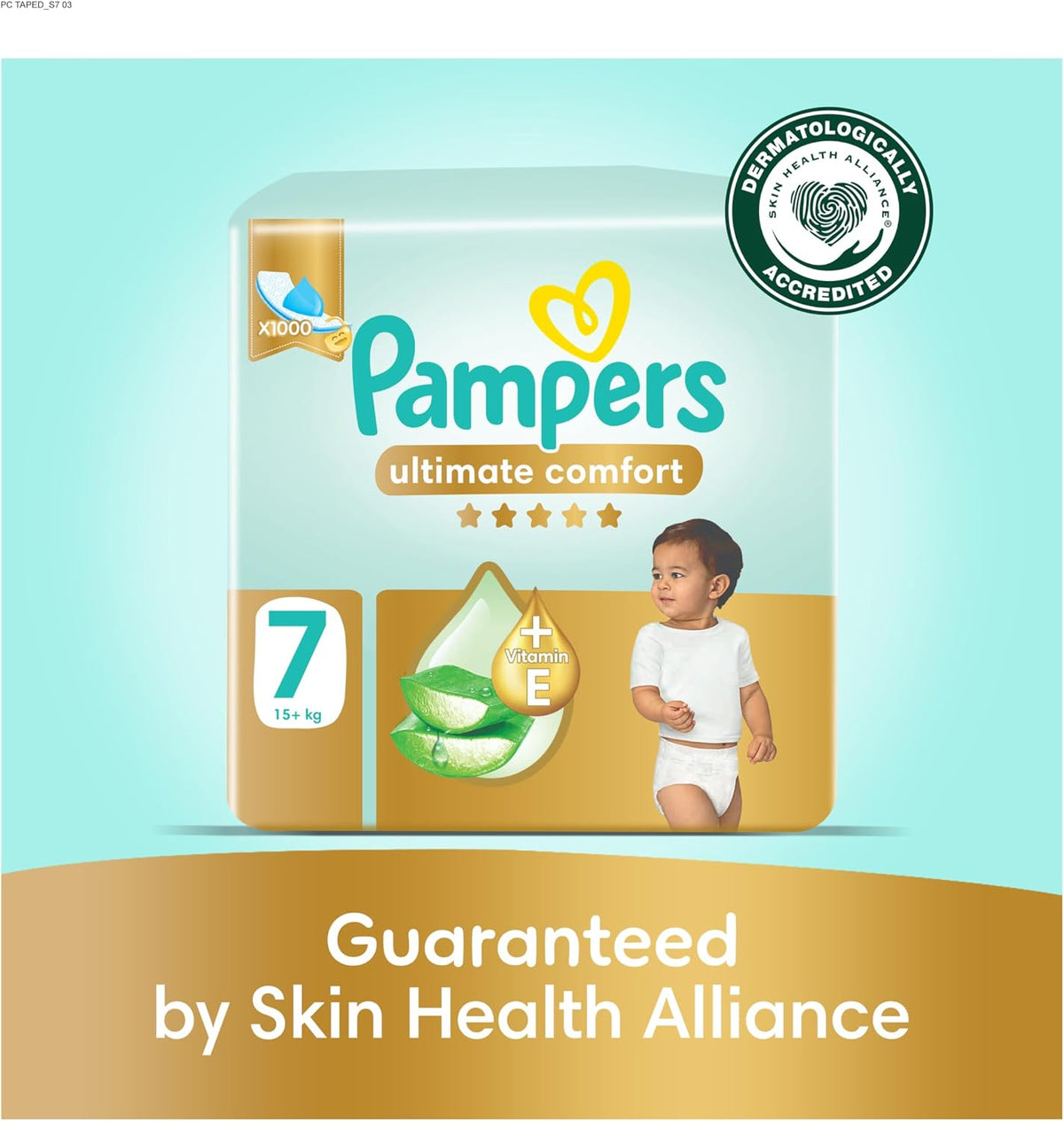 Pampers Ultimate Comfort Premium Taped Diapers 15+kg Size 7 Box 144 Count