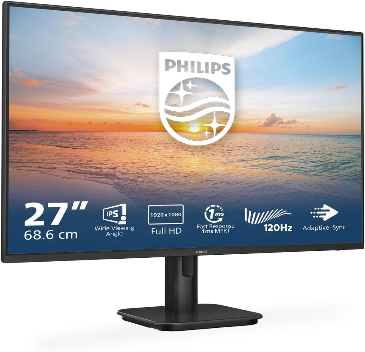 Philips 27E1N1100A - 27 Inch FHD Monitor, 100Hz, IPS, 4ms, Speakers, LowBlue mode, Cable managment, FlickerFree (1920 x 1080, 250 cd/m², VGA/HDMI 1.4) — black
