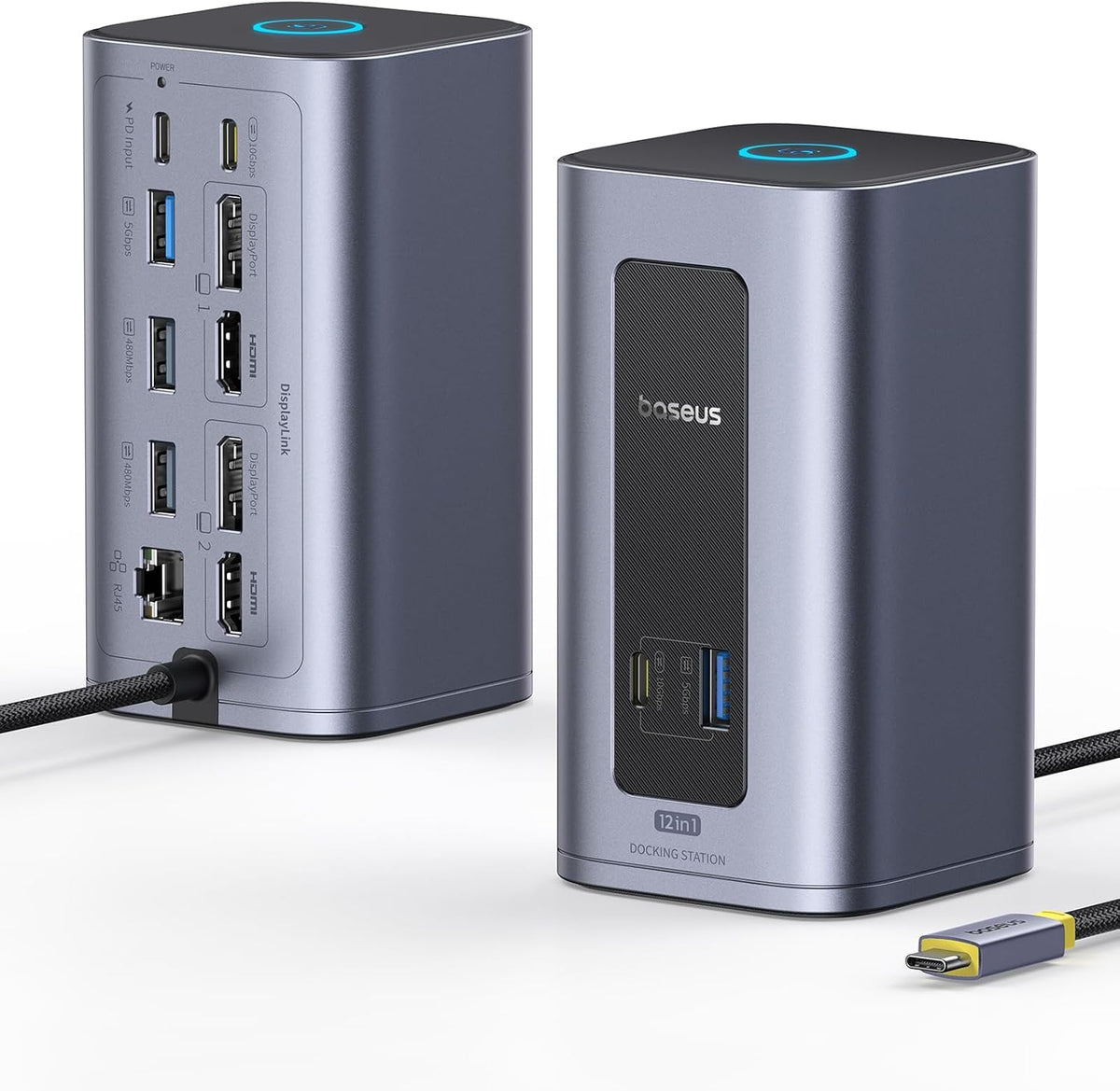 Baseus Nomos Air 12 in 1 Displaylink Docking Station 2 Monitors for macOS — 12-in-1 for macOS — Black