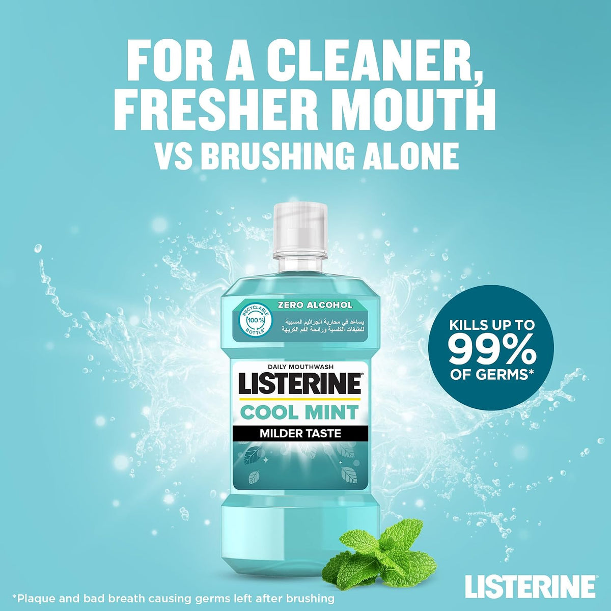 Listerine Cool Mint Milder Taste Mouthwash, 500 ml, 2+1 Pack — additional product view 2