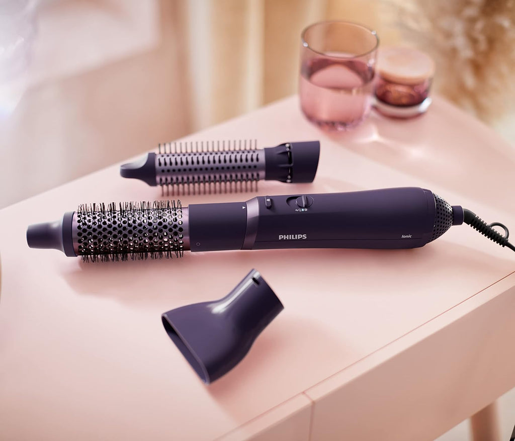 Philips 3000 Series Blower Brush with Ceramic Coating and Keratin, Ionic Function, 3 Accessories (Model BHA305/00) — Purple