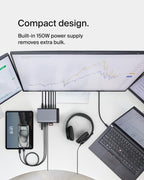 Belkin USB-C Hub, 11-in-1 Pro GaN Dock 150W, Multi-Port Docking Station w/USB-C, USB-A, Ethernet, SD, MicroSD, 3.5mm Port, 4K HDMI Ports for Triple Monitor Display - Compatible w/MacBook Pro & More