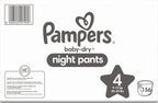 Pampers Nappy Pants Size 4 (9-15 kg / 20-33 lbs), Baby-Dry Night, 156 Nappies, MONTHLY BOX, Extra Protection All Night Long, Pull Ups