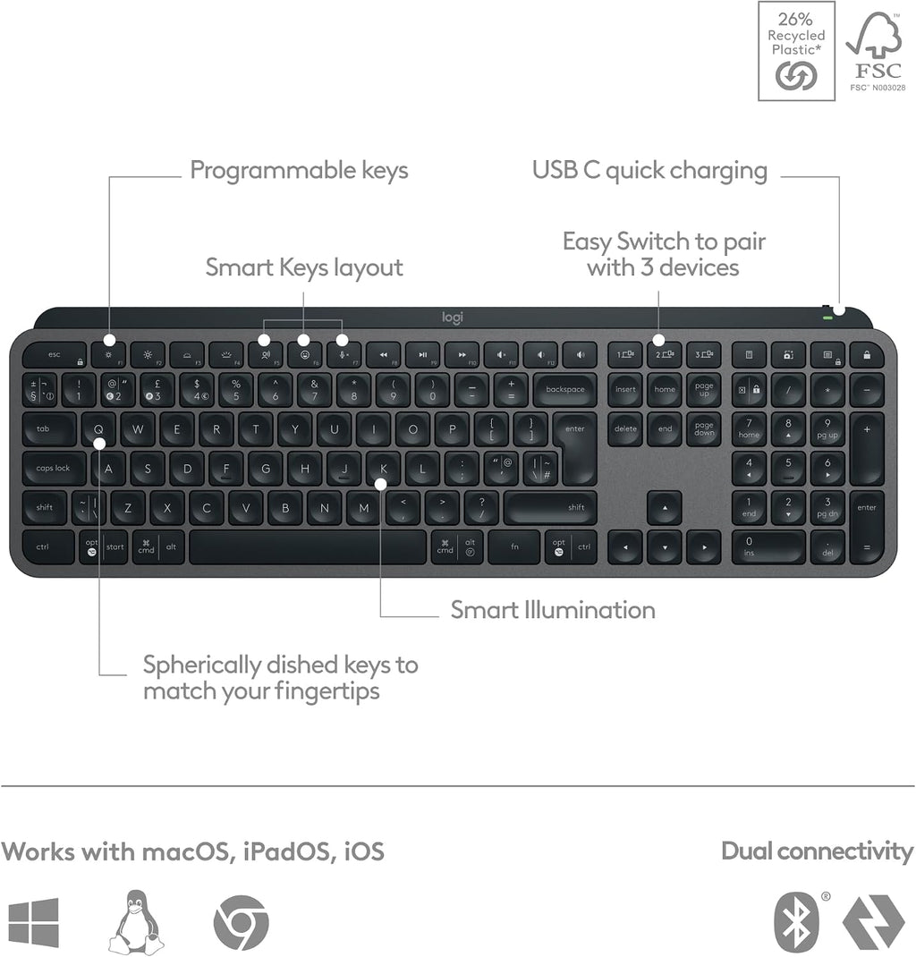 Logitech MX Keys S Keyboard — Graphite