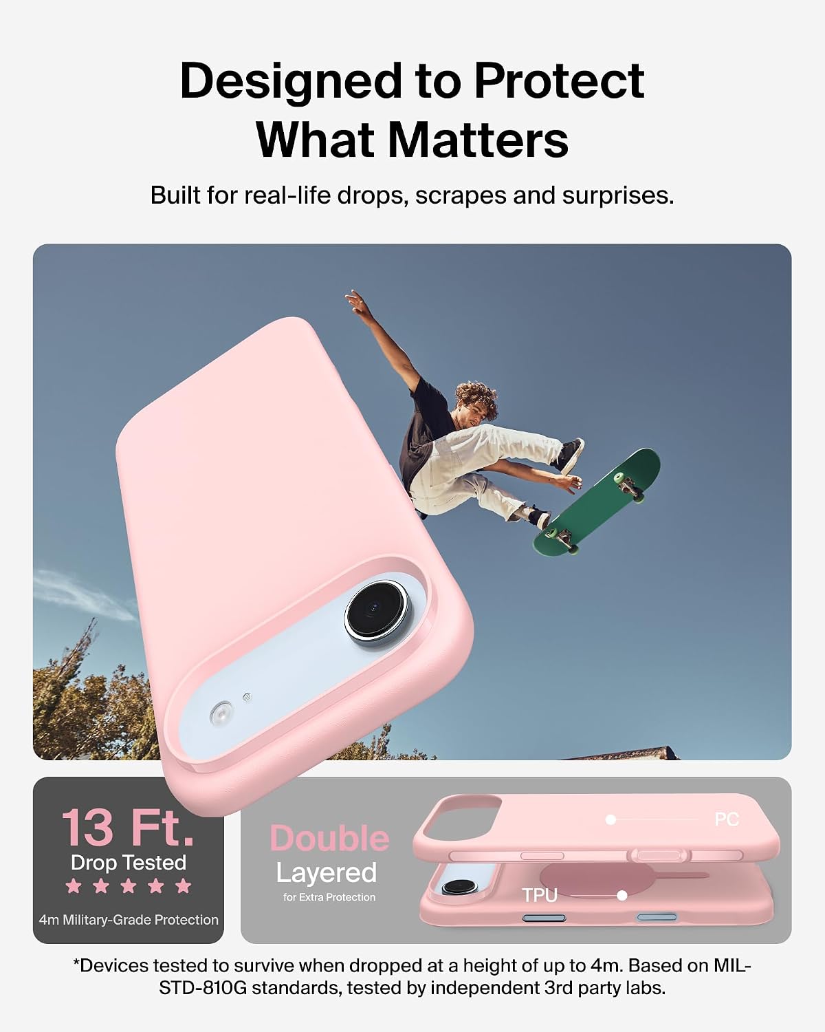 Belkin SheerForce Protect MagSafe Compatible iPhone Air Case with Slim Design & Anti-Scratch Treated Coating - Magnetic, Transparent, & Shockproof Protective iPhone Case - Pink