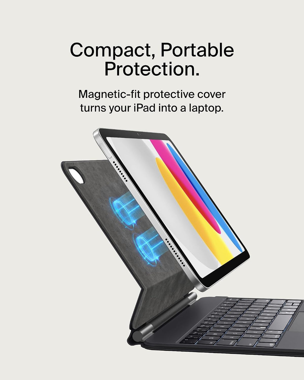Belkin Pro iPad Keyboard Case with Magnetic Stand, Backlit Bluetooth Keys, Multi‑Touch Trackpad, Apple Pencil Holder, QWERTY Layout, Media Controls, Compatible with iPad 10.9” 10th Gen, iPad 11” A16