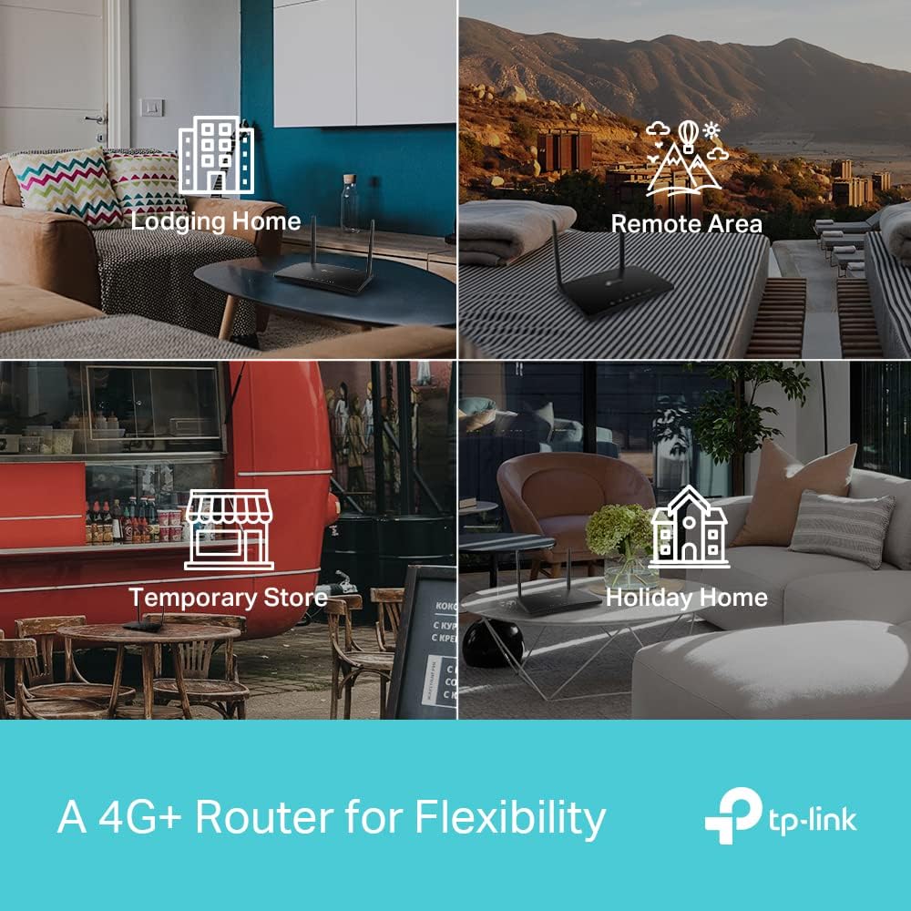 TP-Link AC1200 4G+ Cat6 Wireless Dual Band Gigabit Router, 4G Network SIM Slot Unlocked, with MU-MIMO technology, Black