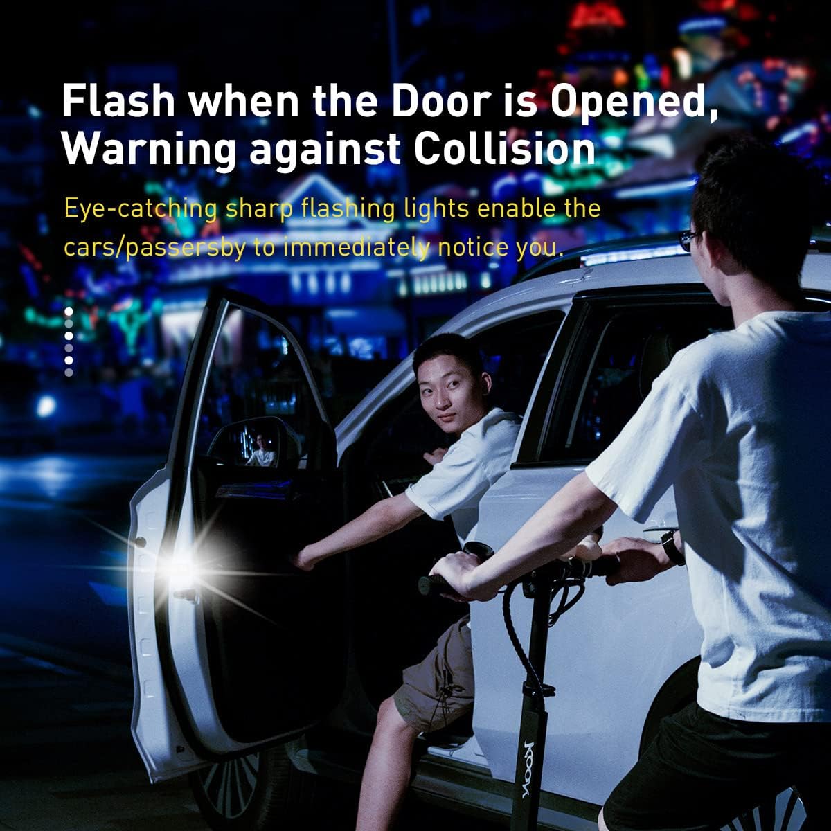 Baseus 2-Piece Universal Wireless Car Door LED Warning Light, Safety Light, Strobe Lights Warning Lights Waterproof for Anti rear-end Collision White