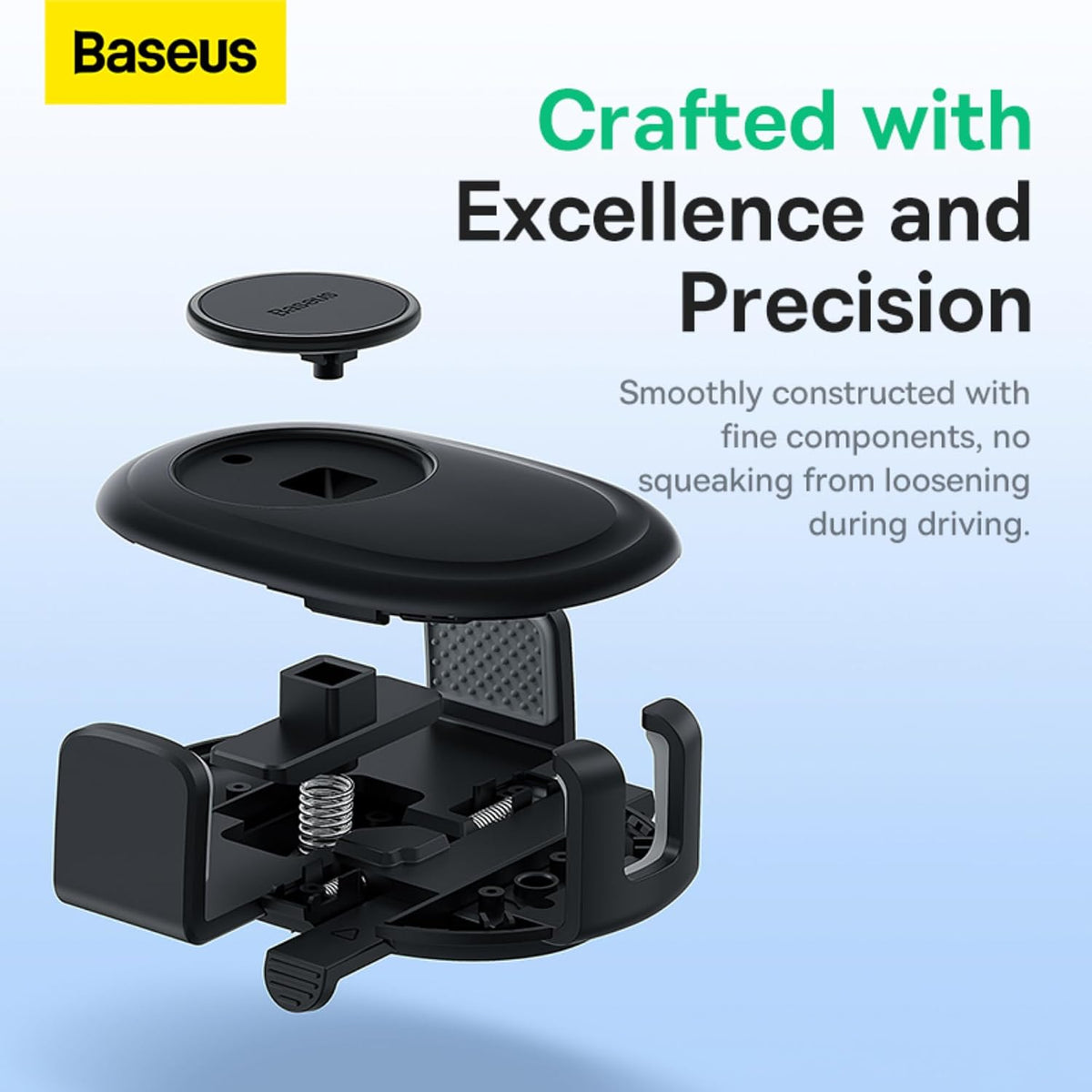 Baseus UltraControl Series 2-in-1 Car Phone Holder, Auto Clamping Car Phone Mount, Universal Phone Holder for Car Applicable — Auto Clamping- UCL — Black