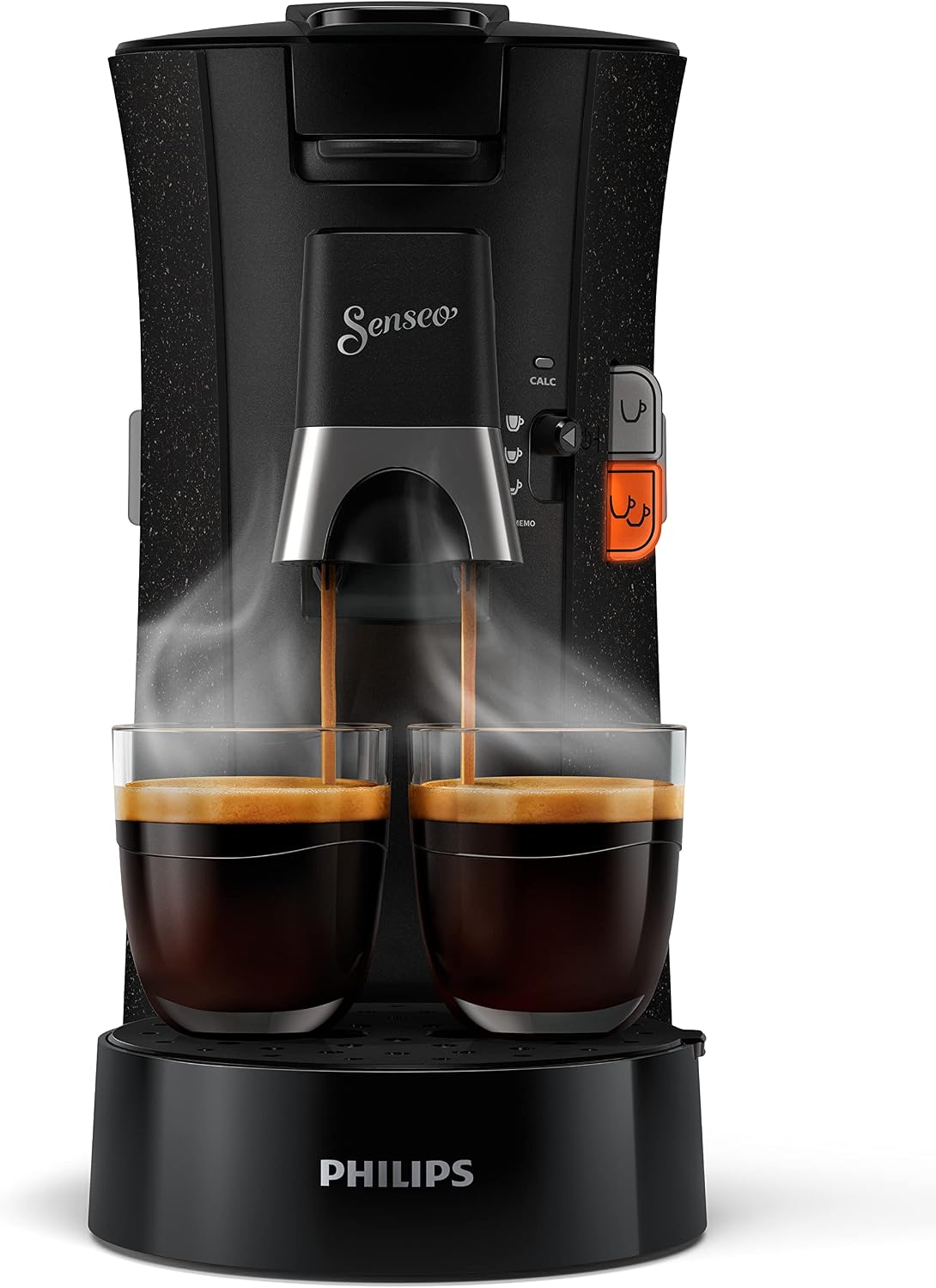 Philips Domestic Appliances Senseo Select Eco CSA240/20 Coffee Pod Machine - Coffee Strength Choice Plus Recycled Plastic Memo Function, 1450 W, 0.9 Litre, 31 x 15.5 x 31 cm, Black/Speckled — Black / Eco