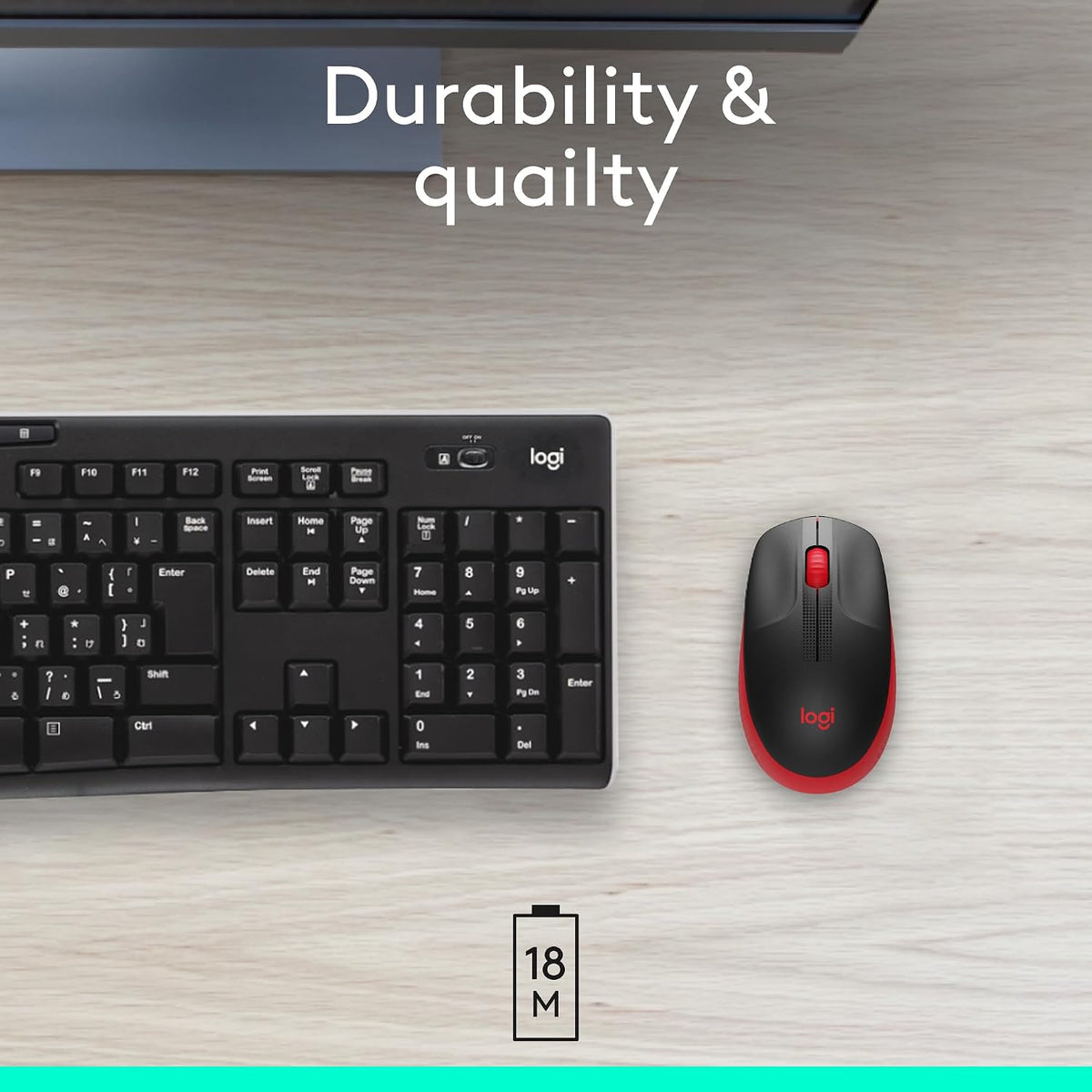 Logitech M190 Wireless Mouse — Black/Red