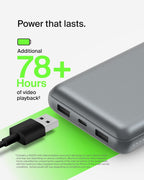 Belkin Portable Charger, USB C Power Bank 20000 mAh w/2 USB-A Ports, 15W w/A to C Cable - iPhone 17, Air, Pro, Pro Max, AirPods, Samsung Galaxy S25,iPad,Nintendo Switch 2,Google Pixel 10 – Space Gray