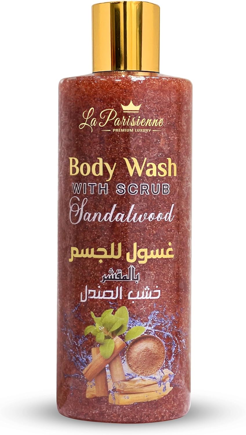 ECOLYTE+ Body Wash Scrub La Parisienne Premium (Sandalwood, 500 ml) — front product image