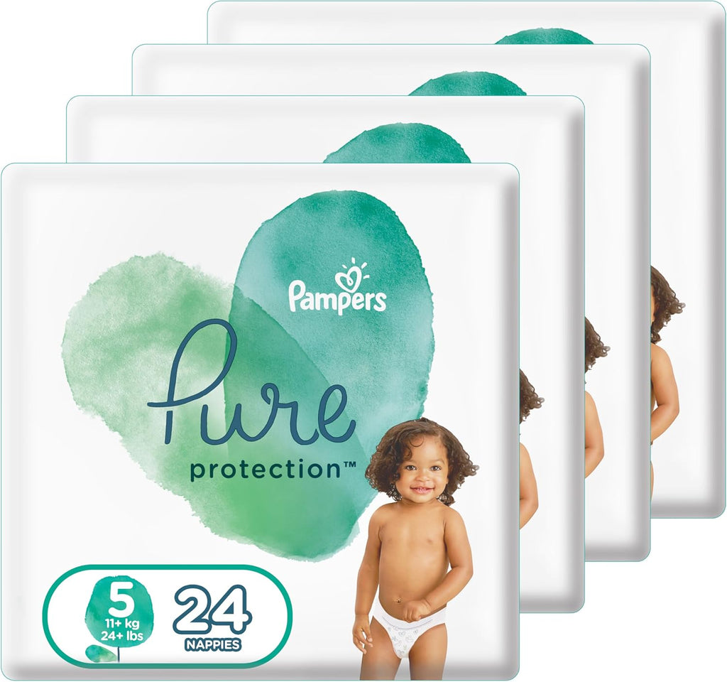 Pampers Pure Protection Dermatologically Tested Diapers, Size 5, 96 Diaper Count