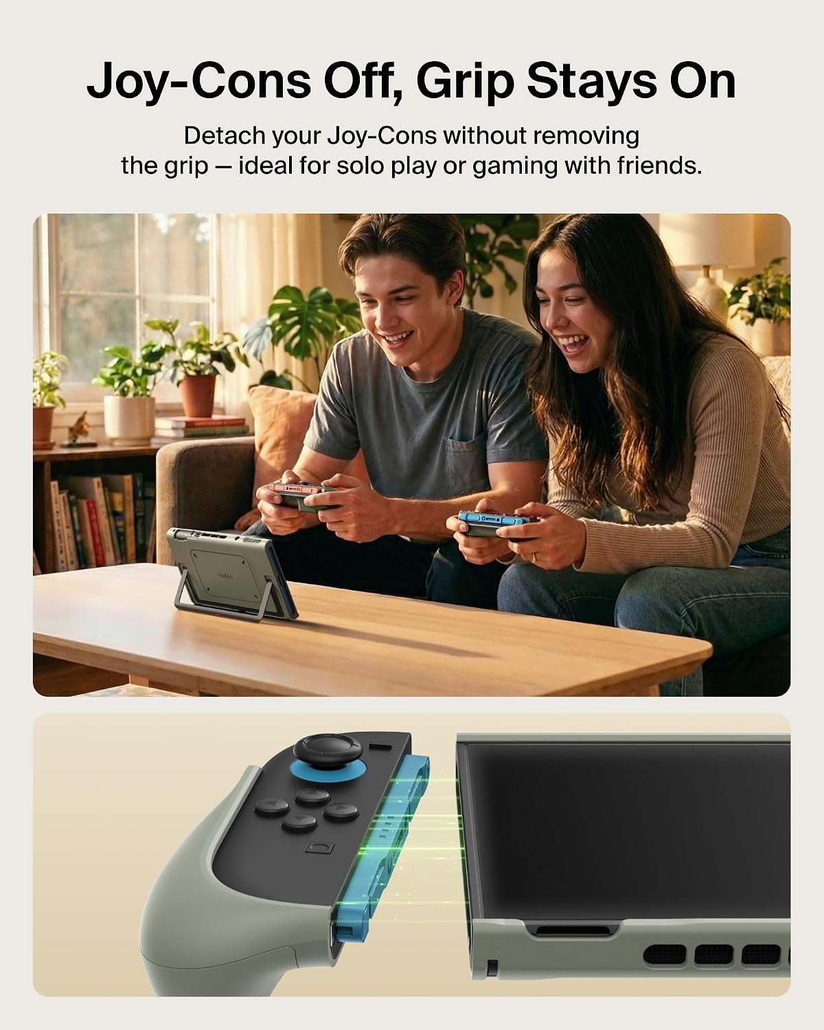 Belkin Nintendo Switch 2 Case Grip, Dockable & Quick-Release Design, Ergonomic Non-Slip, Kickstand Compatible Protective Case, Detachable & Comfortable Joy-Con 2 Handheld Grip, Travel Controller case