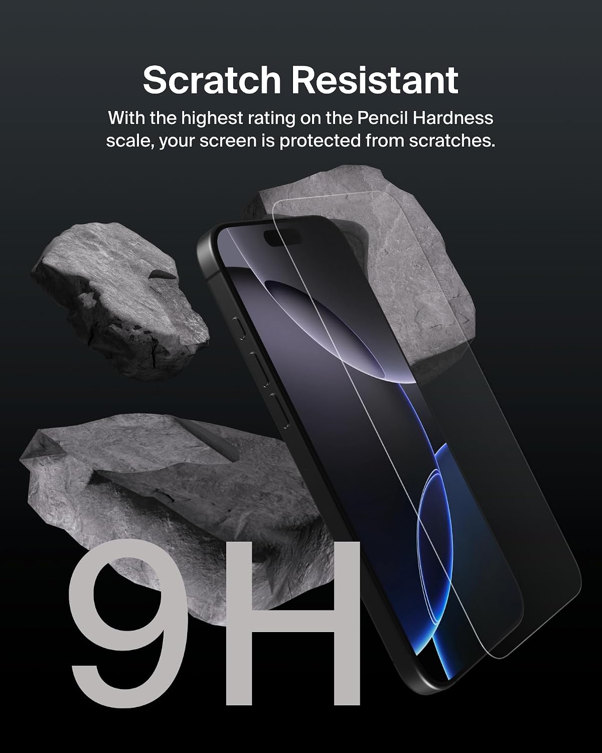 Belkin ScreenForce UltraGlass 2 iPhone 16 Pro Max Screen Protector, scratch-resistant, 9H hardness tested glass, slim design, with bubble-free application, full screen coverage for iPhone 16 Pro Max