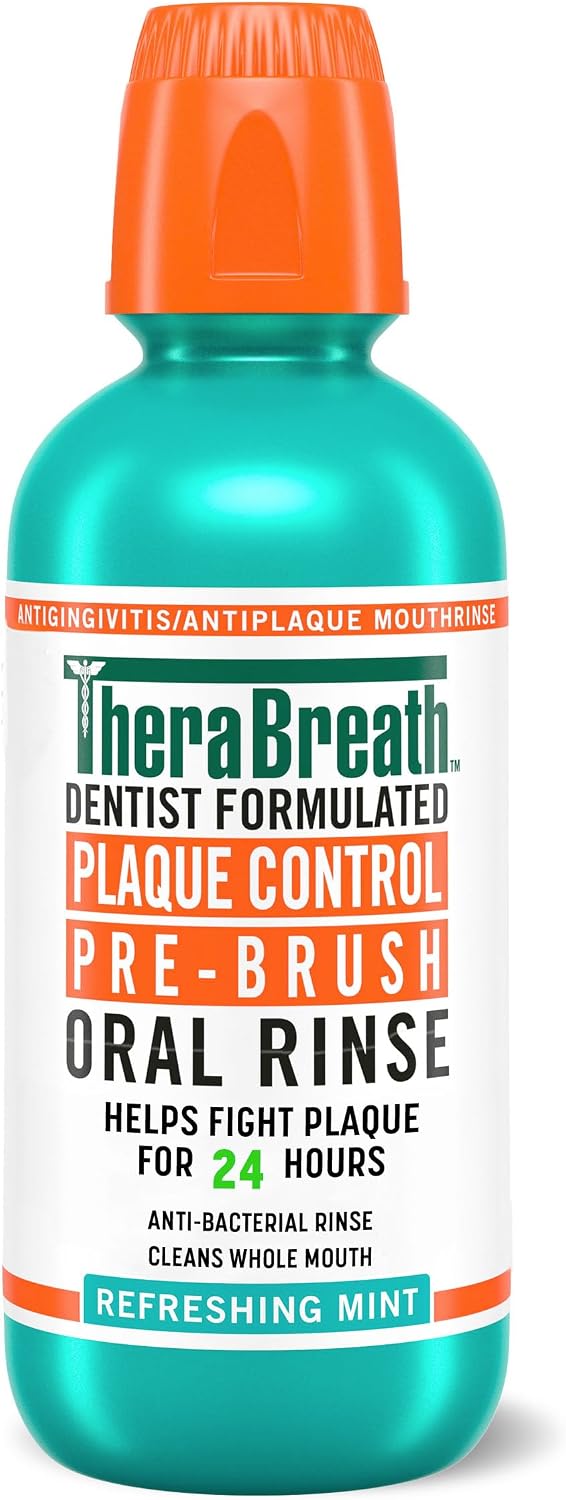 TheraBreath Plaque Control Pre-Brush Rinse, Refreshing Mint, 16 oz — front product image