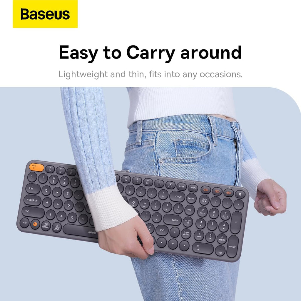 Baseus Wireless Keyboard for Desktops, K01B Tri-Mode Wireless Multi-Device Keyboard, Ultra-Slim Keyboard for Computer, Desktop, PC, Laptop and Windows