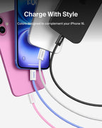 Belkin 2-Pack Braided USB-C to USB-C Cable 1.5m/5ft, 60W - Soft, Flexible Fast-Charging Cable, Type C Charger Cord for iPhone 17 & 16 Series, Galaxy S25, Pixel 9, iPad Pro, & More - Blue