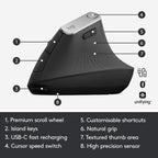 Logitech MX Vertical Wireless Mouse — Graphite