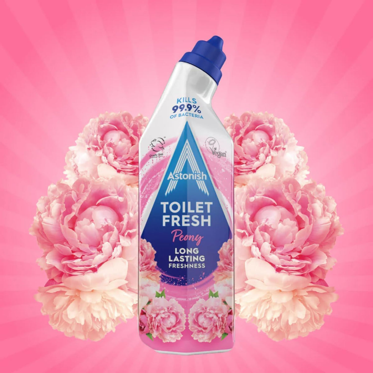 Astonish Toilet Fresh - Peony - Long Lasting Fragrance - Kills 99.9% Bacteria - 360 Degree - Easy Cleaning - Prevent Limescale Buildup - Fast Working - Cruelty Free - Vegan -750ML * 3 Pack — additional product view 4