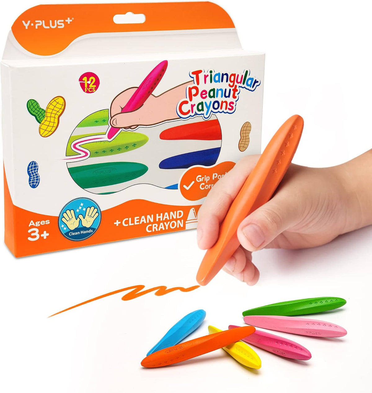 YPLUS Triangle Crayons — 12 Colours — 12 Colours