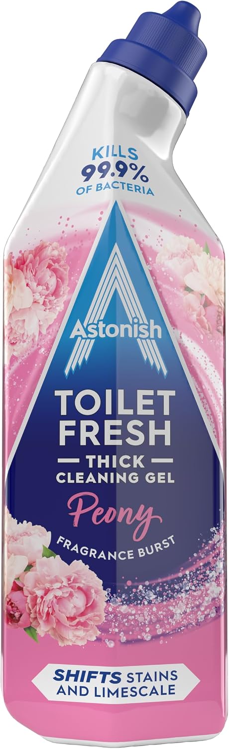 Astonish Toilet Fresh - Peony - Long Lasting Fragrance - Kills 99.9% Bacteria - 360 Degree - Easy Cleaning - Prevent Limescale Buildup - Fast Working - Cruelty Free - Vegan -750ML — front product image