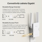 TP-Link WiFi 7 RE225BE Dual-Band WiFi Repeater BE3600Mbps, 1 Gigabit Port, Powerful for Home, Compatible with All Internet Boxes, 2 Outdoor Antennas, 160MHz, MLO, 4K-QAM, Multi-Rus