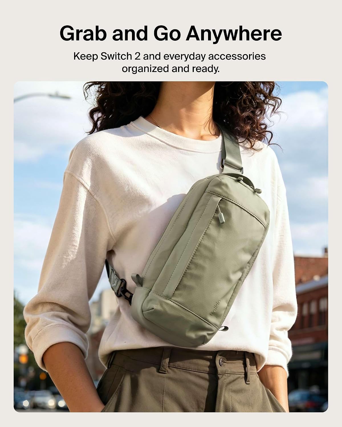 Belkin Nintendo Switch 2 Carrying Case, Sling Crossbody Travel Bag, Fits Up to 2 Pro Controllers with 10 Game Cartridge Slots, Soft Interior & Lightweight Protective Gaming Pouch, Switch 2 Accessories