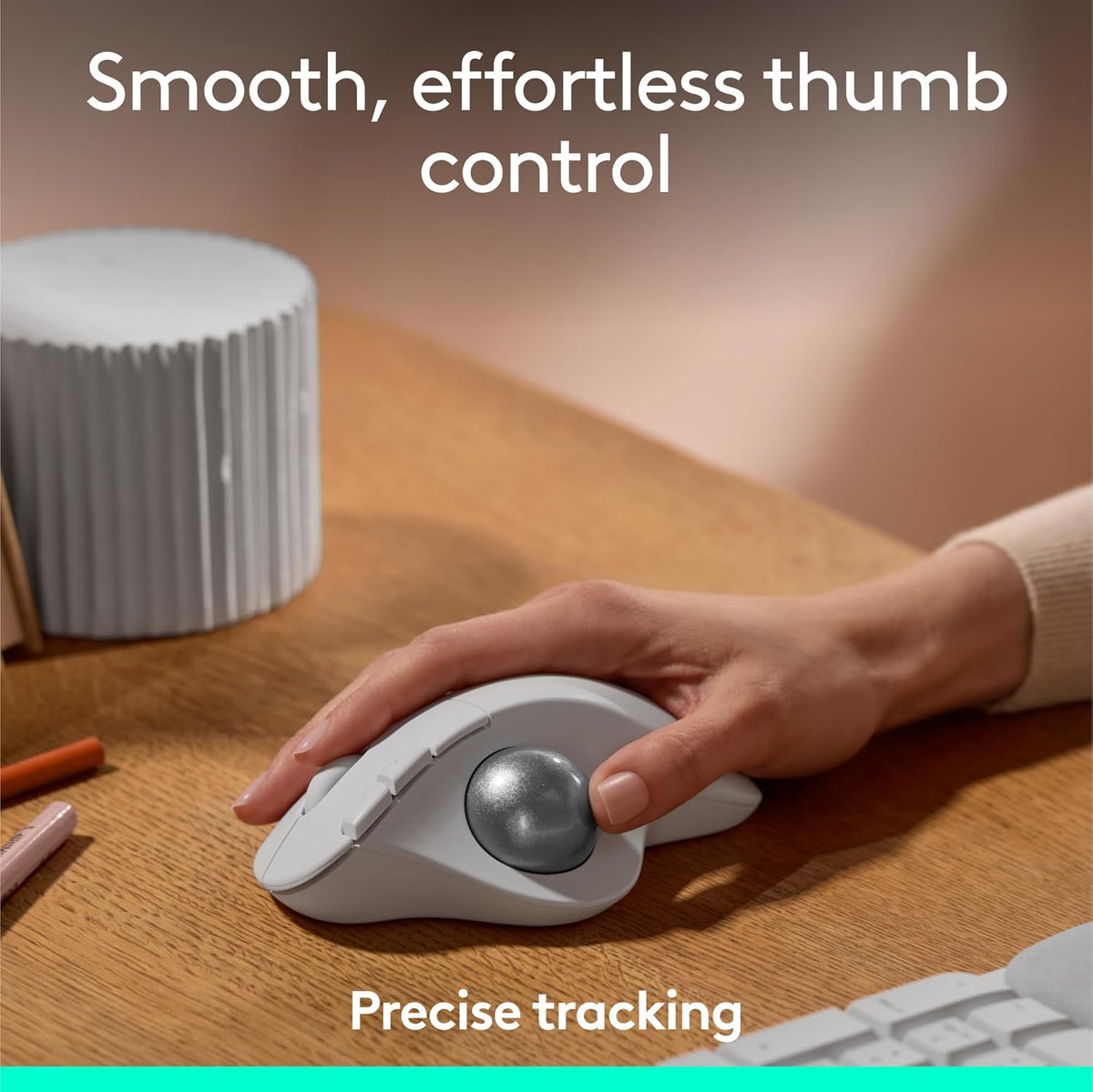 Logitech ERGO M575S Wireless Mouse — Off White / Silver Ball