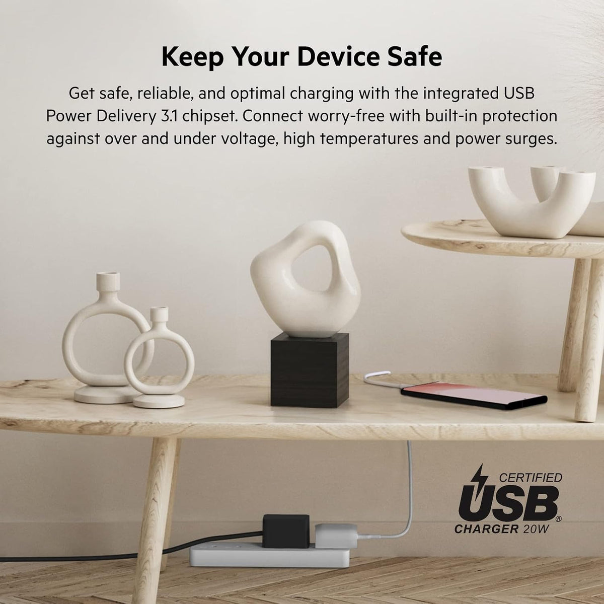 Belkin 20W USB-C Power Delivery Fast Wall Charger With Lightning Cable, Certified PD 3.1 PPS and Travel Sized Design for iPhone 14, Pro, Max, Mini, iPad, Galaxy, Pixel and More