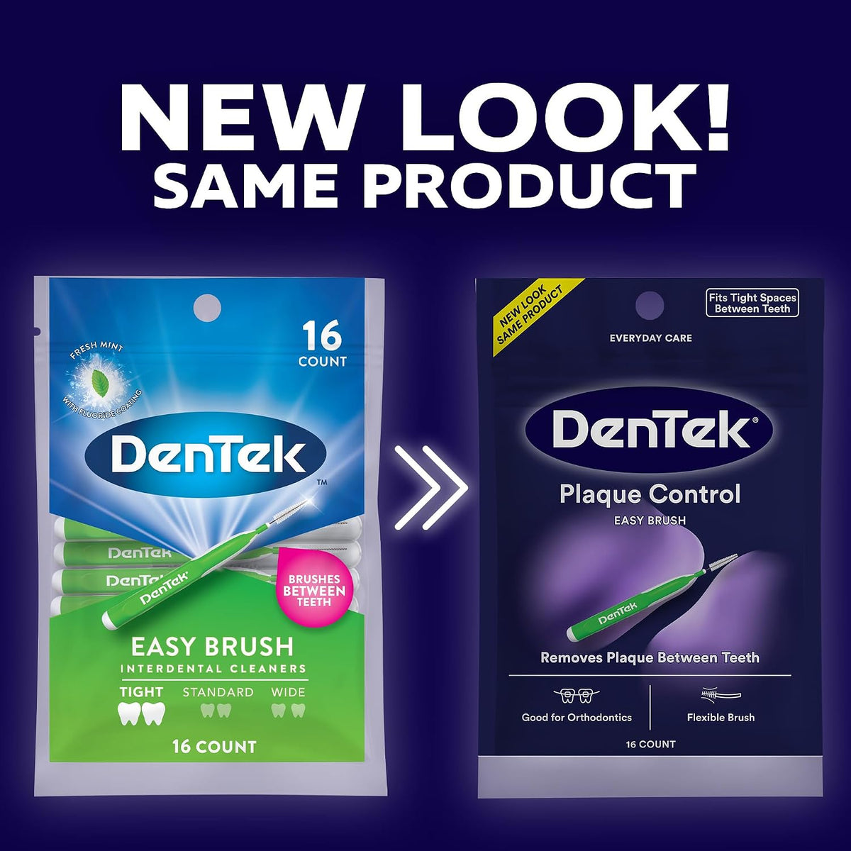 DenTek Easy Brush Plaque Control Interdental Cleaners, Tight, 16 Count, Green — additional product view 2