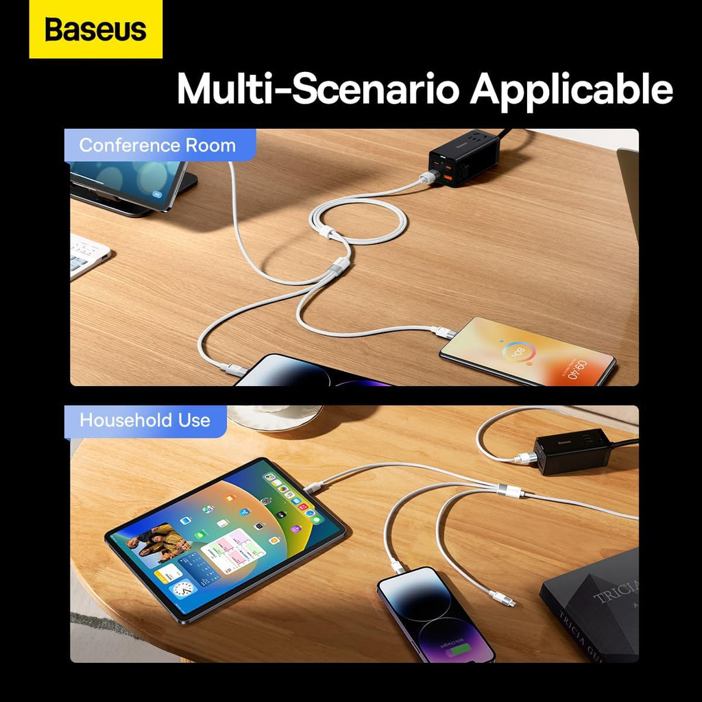 Baseus StarSpeed USB-A to Lightning / Micro-USB / USB-C Cable 3.5A — 1.2m — White