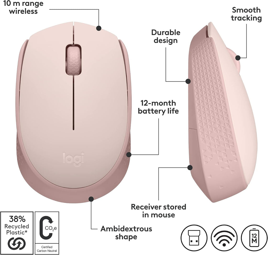 Logitech M171 Wireless Mouse — Rose